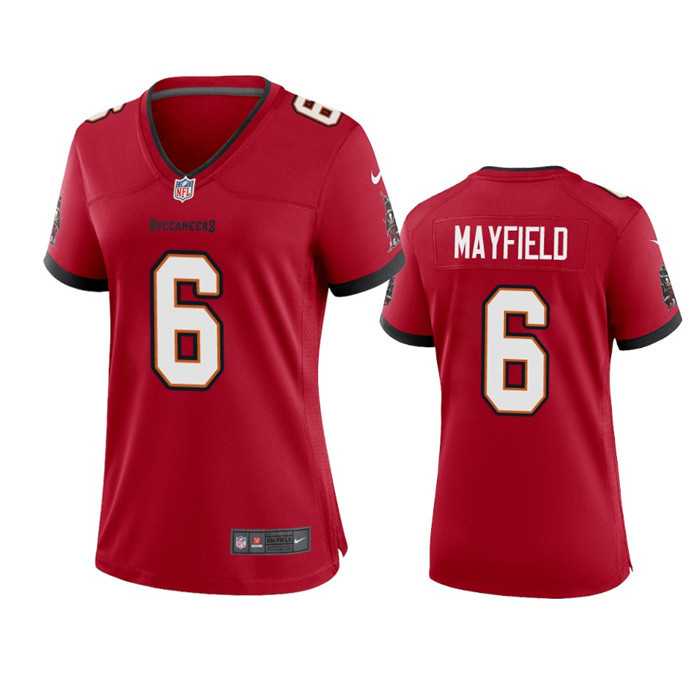 Womens Tampa Bay Buccanee #6 Baker Mayfield Red Stitched Game Jersey(Run Small) Dzhi